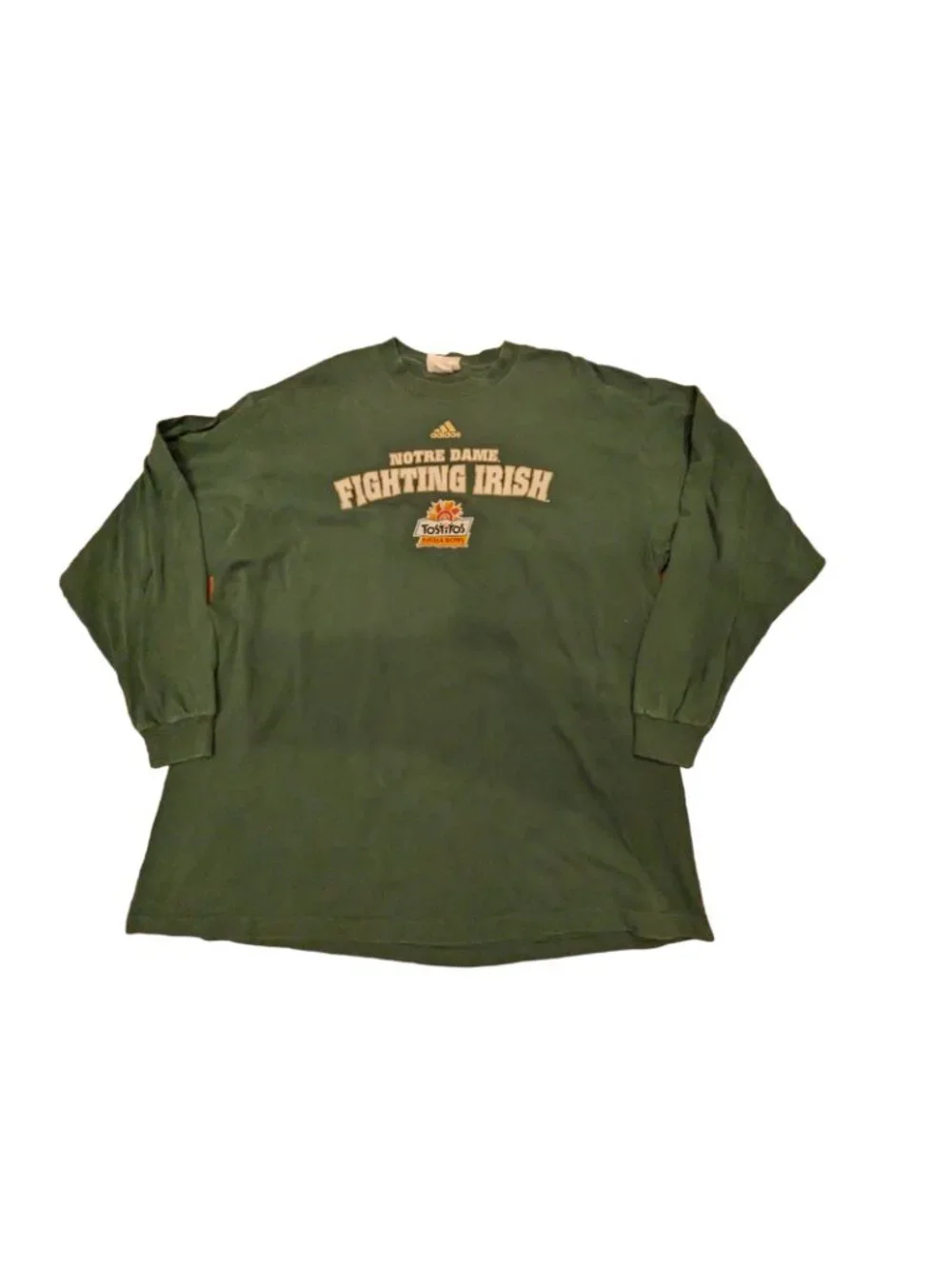 Vintage Adidas Notre Dame Fighting Irish Tostitos Fiesta Bowl Green LS Shirt  XL